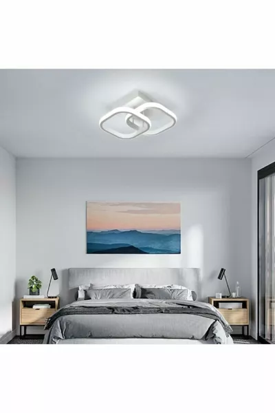 ثريا LED حديثة بإطار أبيض وإضاءة بيضاء لغرفة المعيشة، المدخل، غرفة النوم، وغرفة الأطفال