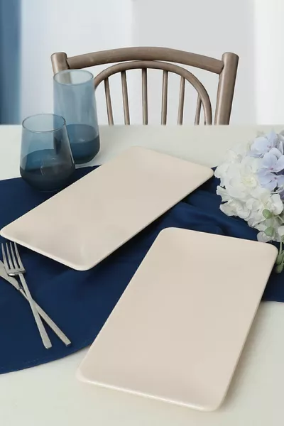 Cream Siera Boat Plate  cm 2 Pieces