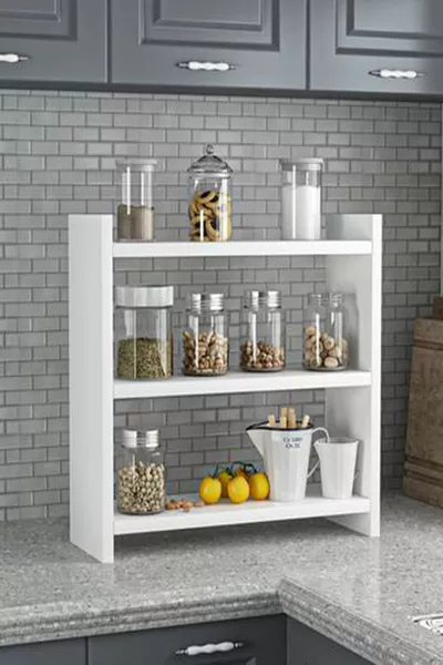 White Color 3-Tier Modern Wooden MDF Countertop Kitchen Spice Rack
