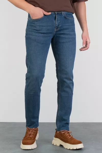 Мъжки дънки Okyanus Mavi с тясна кройка, еластични с ликра, тесни крачоли 