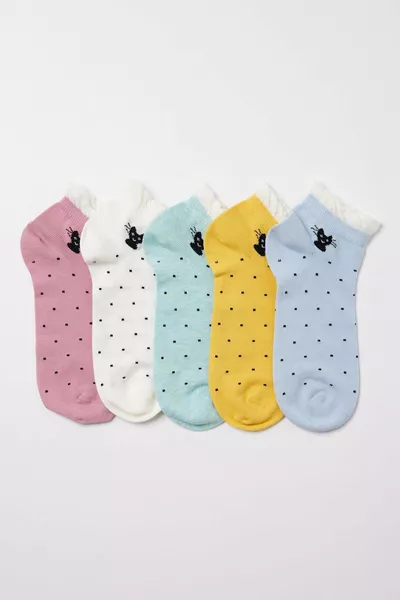 Dames pantoffelsokken met kattenprint, set van 5