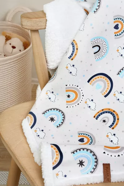 Fluffy Baby Blanket  cm Sky Blue Swaddle Stroller Double-Sided Sheep Wool Blanket 