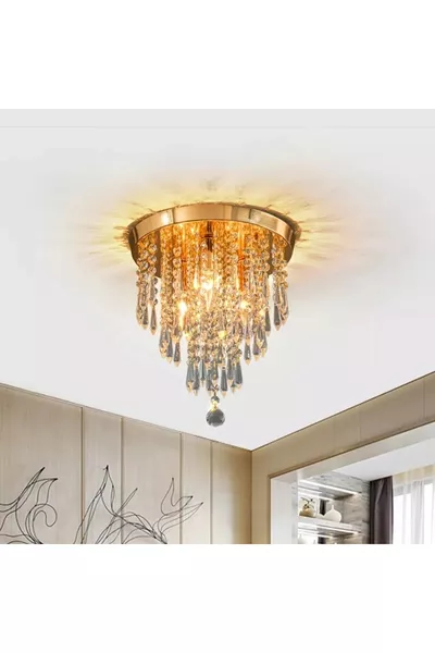 ثريا صالون حديثة بأحجار كريستال من ذهب أهنك