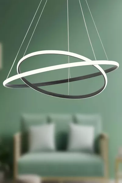 Bernardo  Large Circle Black Modern Pendant White Light LED Chandelier