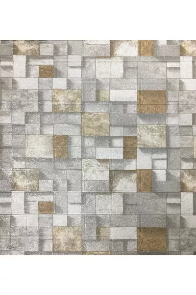 3D самозалепващ се сивокафяв тапет с кубичен десен с опции за размер 