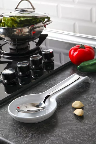 Поставка за Лъжици - Хоризонтална Поставка за Лъжици, Бял Къдрав Ковш, Твърд Пластмасов, % Местно Производство