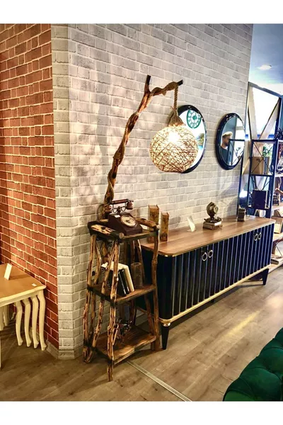 Дървен лампион  см с библиотека, рафтове за книги, дървена лампа, ъглово осветление