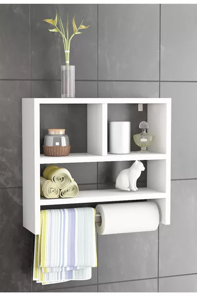 Bathroom Shelf / Kitchen Shelf / Towel Holder / Kitchen Bathroom Organizer Flora Nuo (WHITE)