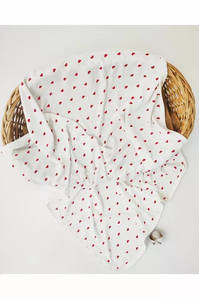 Rood Hartje Organic % Katoen  cm Enkelvoudige Baby Deken Autostoeltje & Inbakerdoek