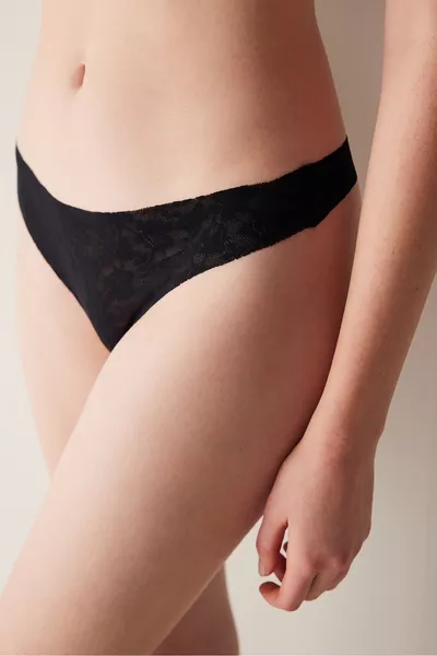 #izbırakmaz شفاف بالليزر دانتيل أحلام سروال داخلي أسود