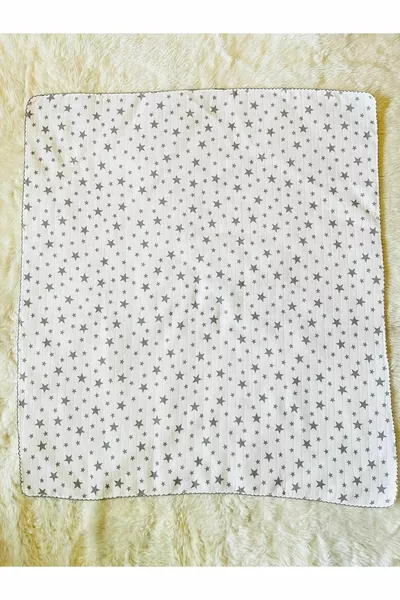 Органична муселинова пелена за бебета сива с мотив на звезда за момичета и момчета