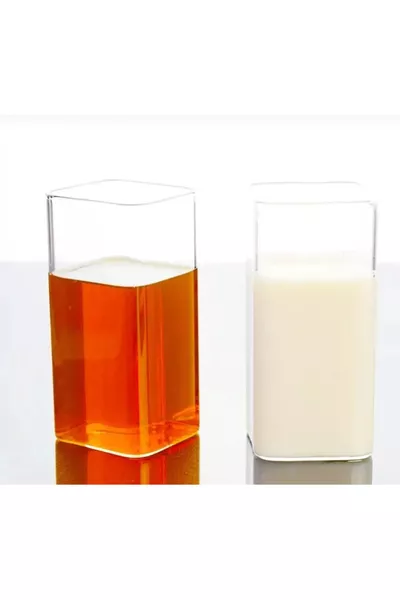 2 Stück Rechteckige Hitzebeständige Borosilikat-Trendgetränkegläser Quadratische Gläser