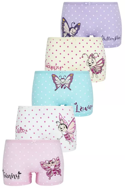 Mädchen Unterhosen 5er-Pack mit fröhlichen Schmetterlingsmotiven