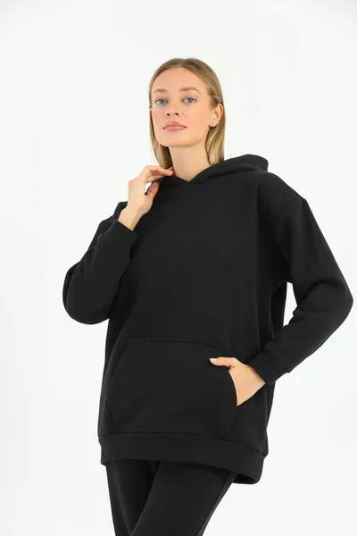 Спортивный костюм из флиса с карманом-кенгуру и 3 нитями