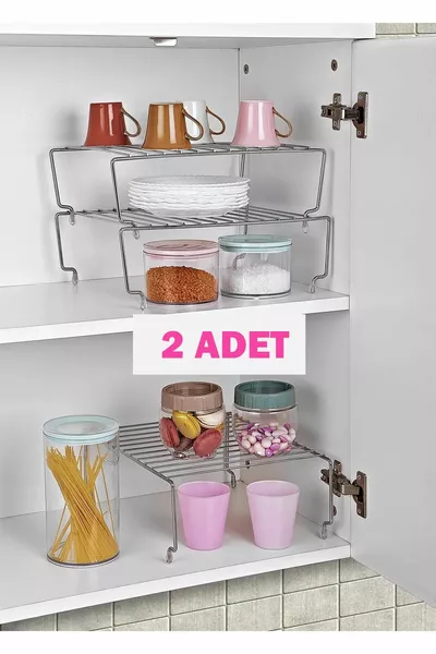 2 Pieces Chrome 1cm Cabinet Interior Shelf Organizer Rack