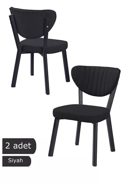 Ebru, Sedia da Balcone, Sedia da Caffè, Sedia da Giardino, Sedia da Cucina - 2 Sedie - Nero