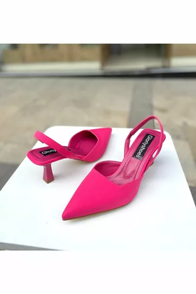 Talons en satin fuchsia 5 cm 
