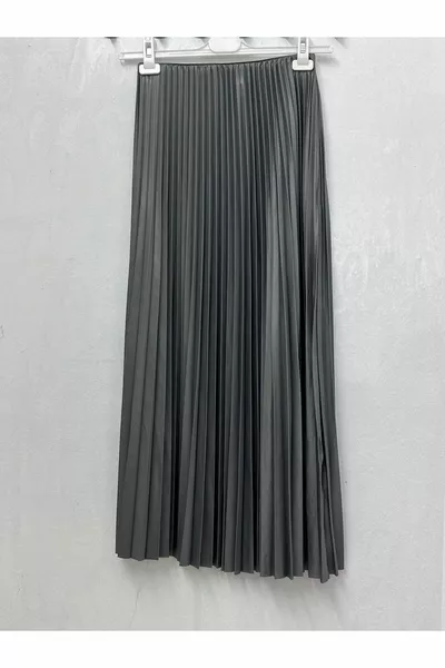 Women's Pleated Satin Waist Elasticated Skirt 