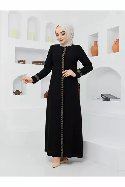 Ärmel und Hals Stein bestickt Stilvolle Qualität Elegante Abaya