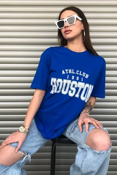 Houston Women's Oversize Blue T-shirt