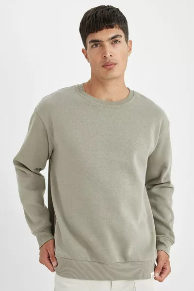Sweatshirt basique épais à col rond oversize AU
