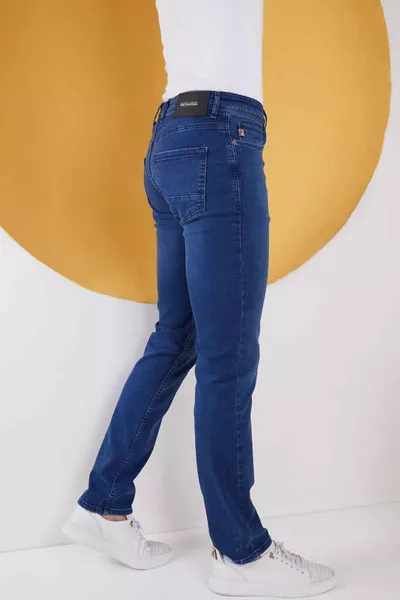 Мужские синие джинсы прямого кроя Regular Fit с эластаном