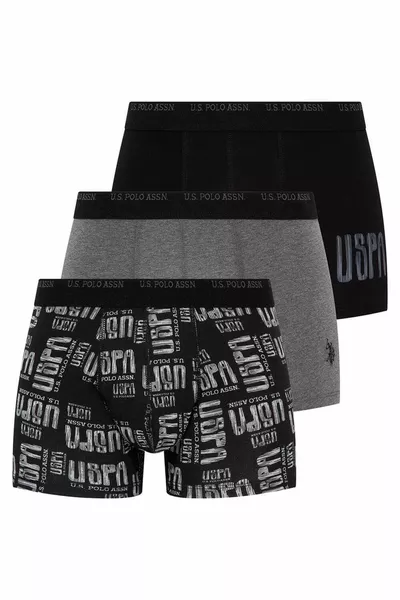 Erkek Antrasit Melanj - Siyah - Gri Melanj 3 Lü Boxer