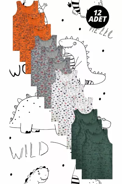  PIECES OF BOYS' COTTON TANK TOPS WITH PATTERNS