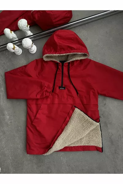 Hooded Sweatshirt Jacket with Kangaroo Pocket and Fleece Lining, Waterproof