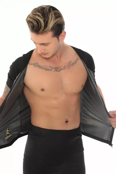 Унисекс термальный комплект сауна: майка и шорты на молнии с коротким рукавом для максимального потоотделения