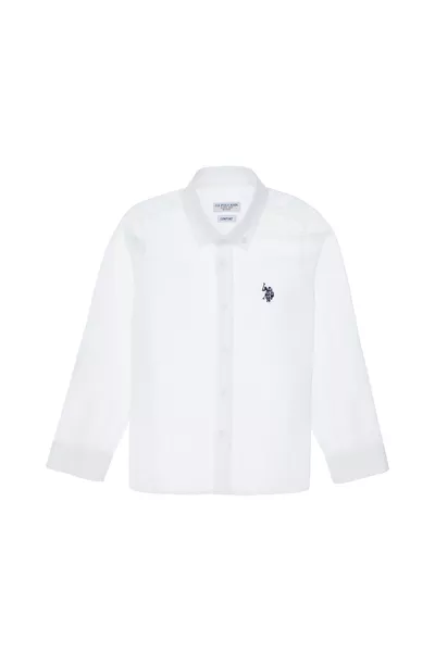 Camicia Basic a Maniche Lunghe Bianco per Bambino Maschio 