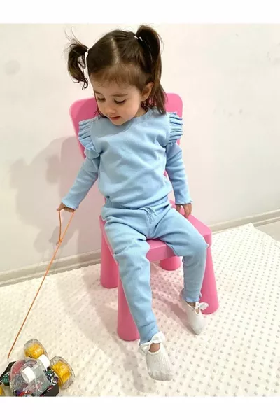 Комплект из ткани кашкорсе с рюшами на плечах, верх и низ, верхняя одежда