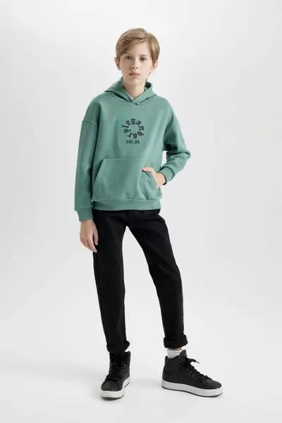 Jongens Oversized Sweatshirt met Capuchon en Zak, Ruim Model WN