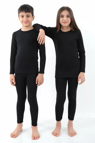 Children's Cotton Thermal Set | Unisex Fleece-Lined Thermal Kids Set