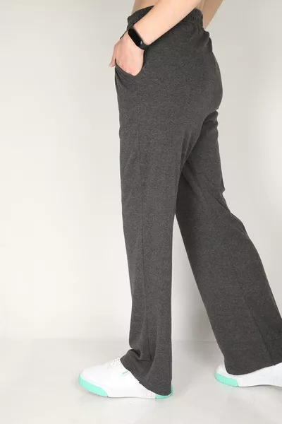 Pantalon de survêtement femme taille haute jambes évasées couleur fumée