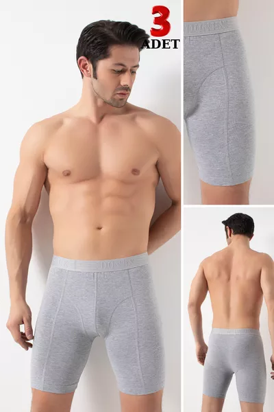 علبـة من 3 بوكسر بخصر مطاطي وقصّة ساق طويلة