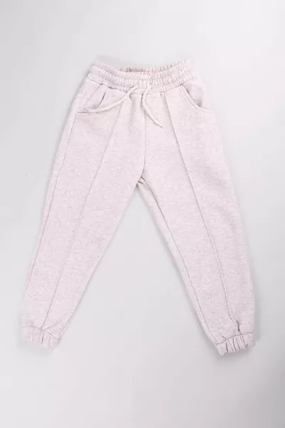 Elastic Waist, Fleece-Lined, Pocketed, Comfortable Unisex Kids' Sweatpants Beige