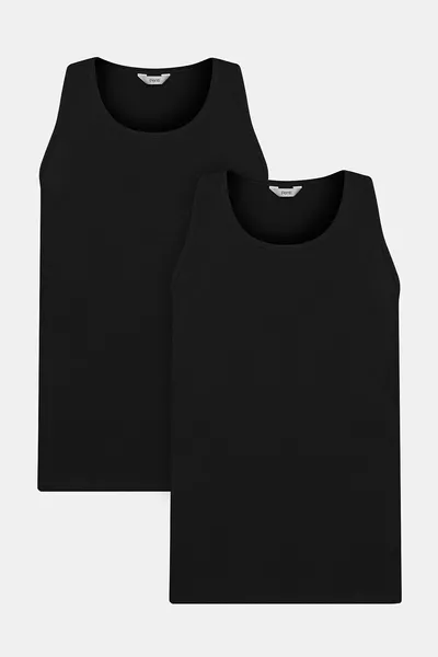 قميص داخلي رجالي عادي أسود قطعتين