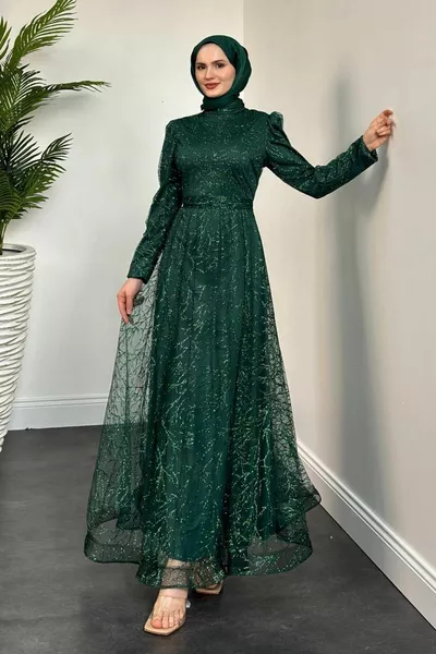 Очарование блясък вечерна рокля изумруд