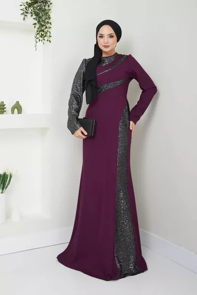 الترتر مفصلة فستان السمك البرقوق