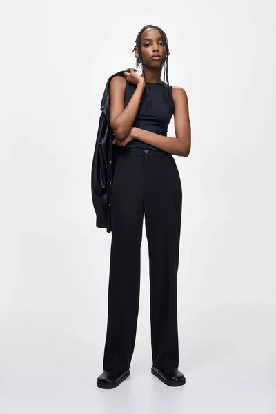 Pantaloni dritti in tessuto