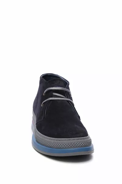 الرجال جلد طبيعي الأزرق الداكن أحذية من جلد الغزال عارضة