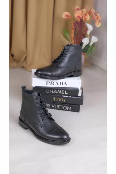 جلد طبيعي ، فرو مقاوم للبرد غير قابل للانزلاق أحذية رجالية عظمية وحيدة