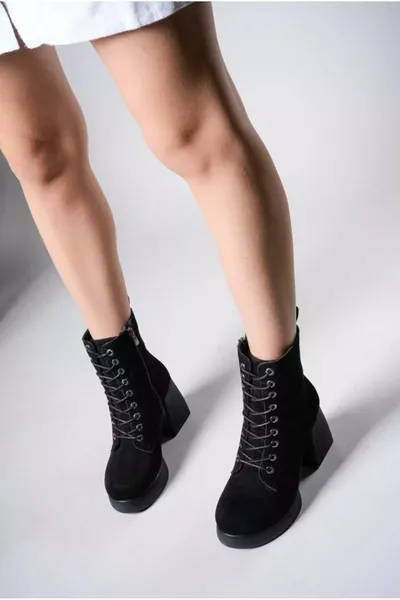 سيريبو رباط منصة نعل 9 سم أحذية نسائية بكعب أسود