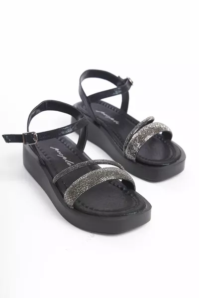 GÖKDESEM WOMEN'S STONE BLACK SANDALS SHOES