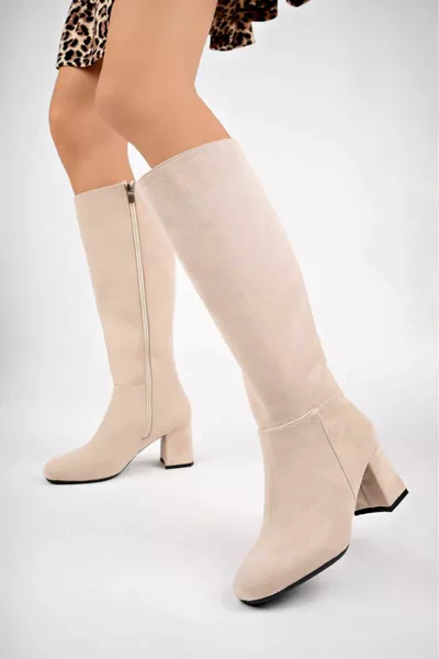 Blunt Toe Side Zippered Heeled Women's 