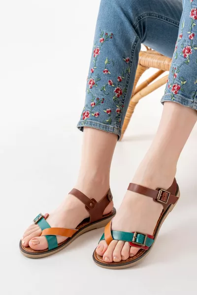  Sandales multi-orthopédiques en cuir véritable pour femmes