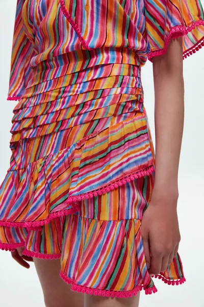 Драпированная мини-юбка с оборками