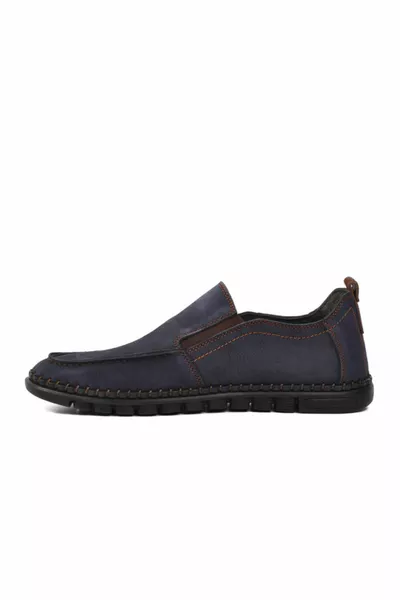 Chaussures décontractées pour hommes en cuir véritable nubuck bleu marine