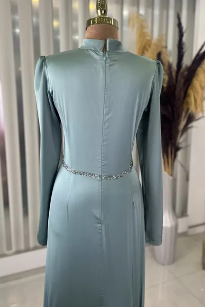 Abito da sera in raso Sare - Menta